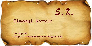 Simonyi Korvin névjegykártya